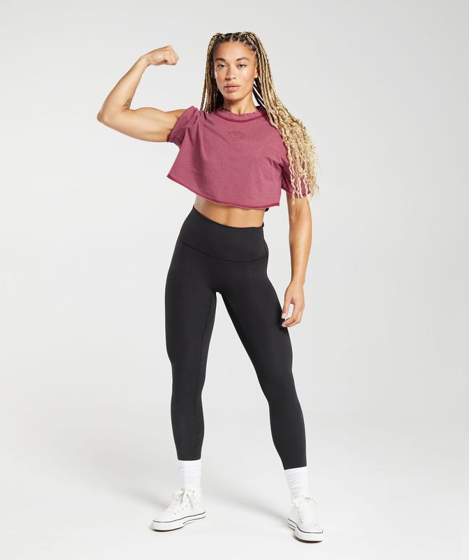 Gymshark Legacy Washed Crop Top Crop Tops Lichtturkoois | 68IUWXBJM