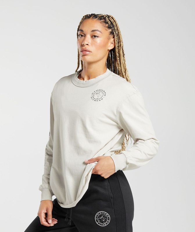 Gymshark Legacy Washed Long Sleeve Top Long Sleeve Top Metal Lichtturkoois | 32AQBUYOD