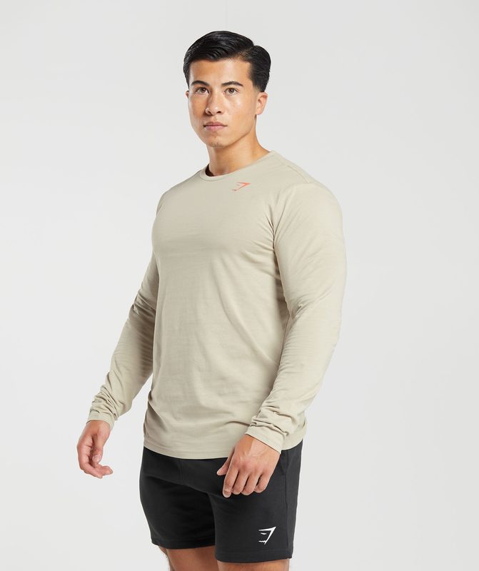 Gymshark Lifting Club Long Sleeve T-Shirt Long Sleeve Top Bruin | 07CUJXKQL