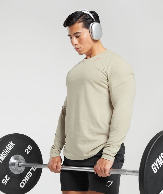 Gymshark Lifting Club Long Sleeve T-Shirt Long Sleeve Top Bruin | 07CUJXKQL