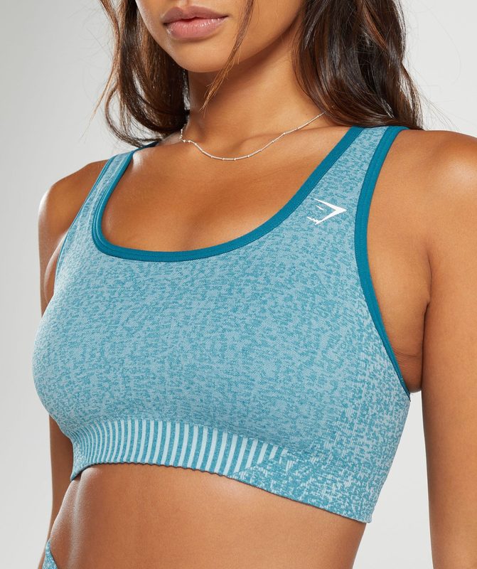 Gymshark Marl Seamless Scoop Bra Sports Bras Lichtblauw Grijs | 81ZNXQYJL