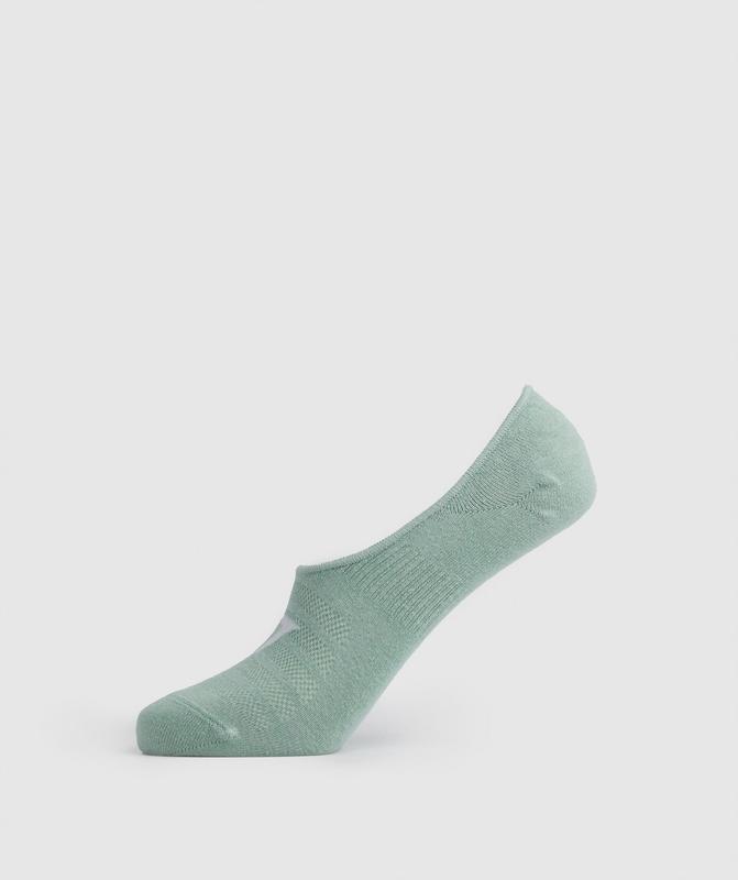 Gymshark No Show Socks 3pk Sokken Grey/Green/Green | 81ELDWRBN