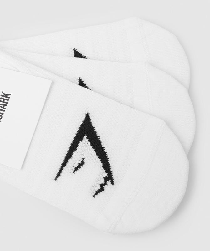 Gymshark No Show Socks 3pk Sokken Wit | 23VAMTDUP