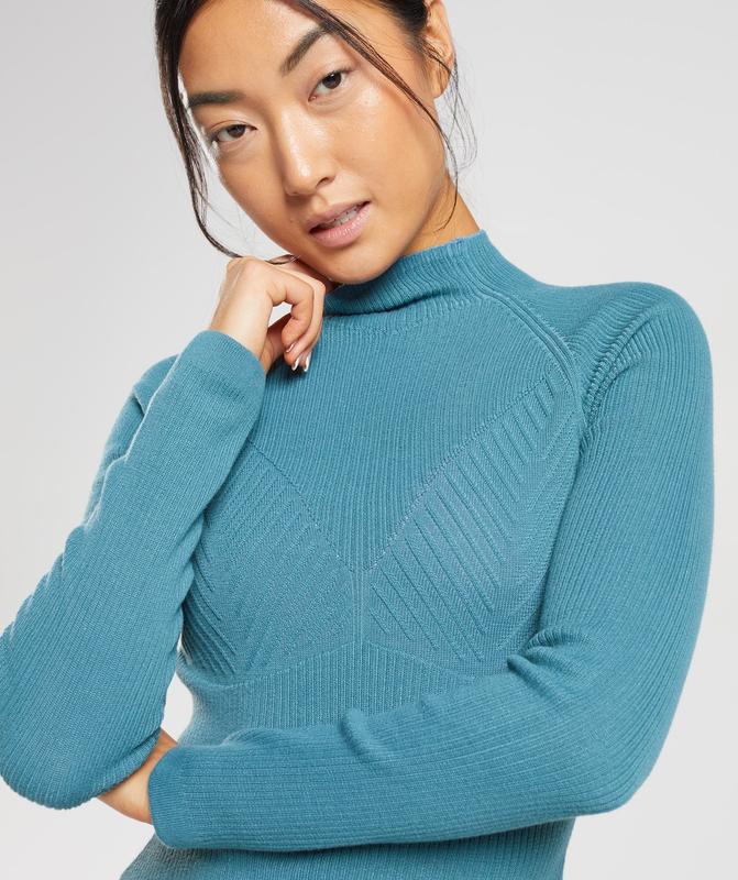 Gymshark Pause Knitwear Long Sleeve Top Long Sleeve Top Blauw | 30AMZEINT