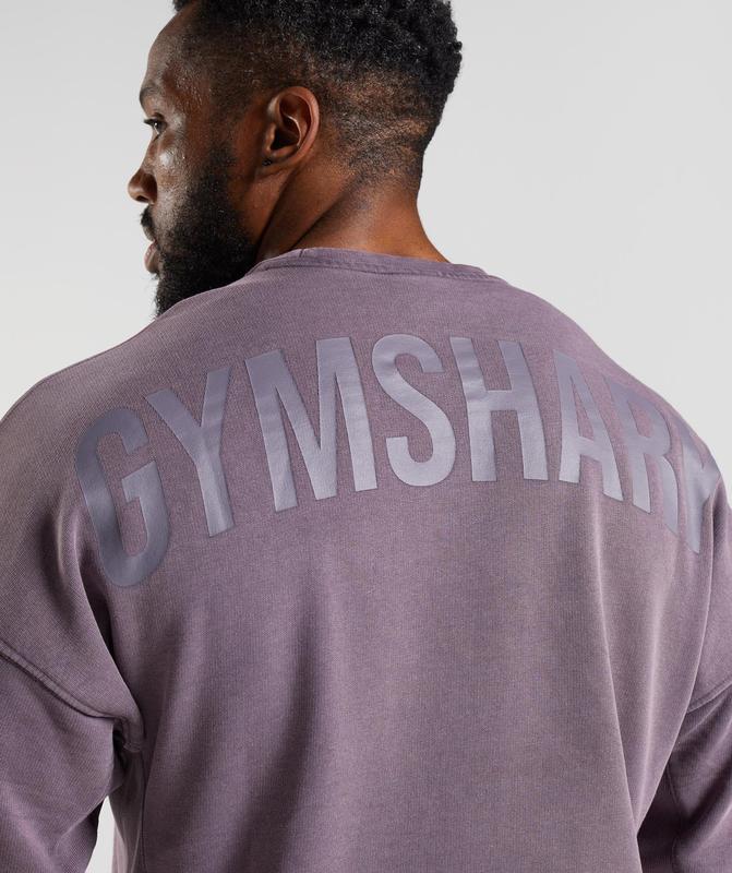 Gymshark Power Washed Crew Pullovers Musk Lilac | 71PCSNIXW