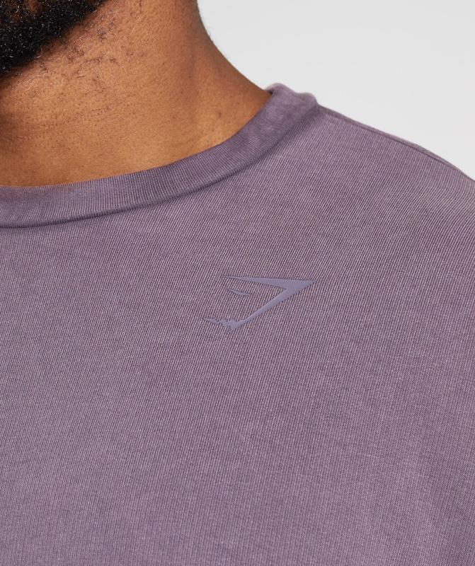 Gymshark Power Washed Crew Pullovers Musk Lilac | 71PCSNIXW