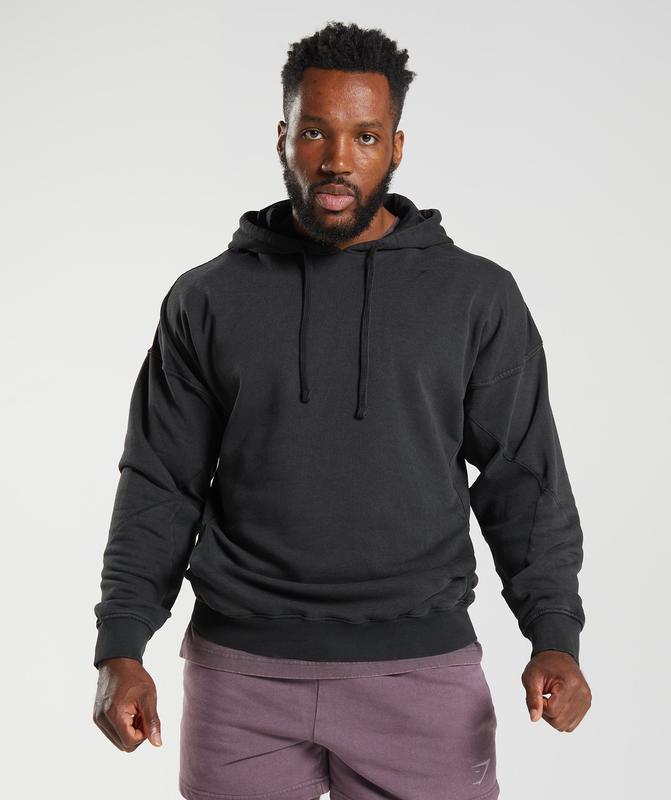 Gymshark Power Washed Hoodie Hoodies Zwart | 87IKASUQF