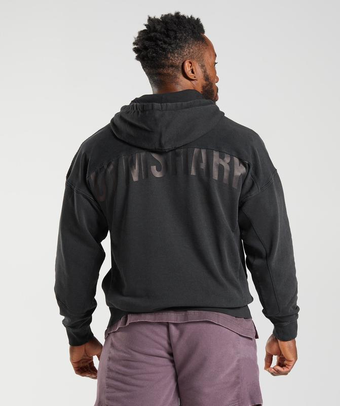 Gymshark Power Washed Hoodie Hoodies Zwart | 87IKASUQF