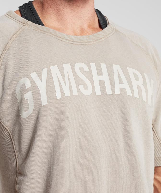 Gymshark Power Washed Rag Top T-Shirts Bruin | 72CSOKXAT