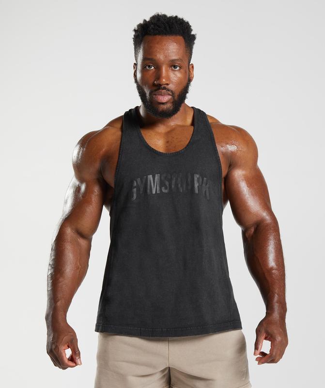 Gymshark Power Washed Stringer Stringer Zwart | 83RFHJZKC