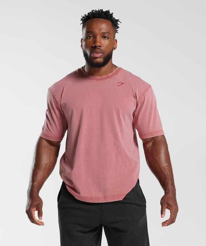 Gymshark Power Washed T-Shirt T-Shirts Rood | 95GBUDWKA