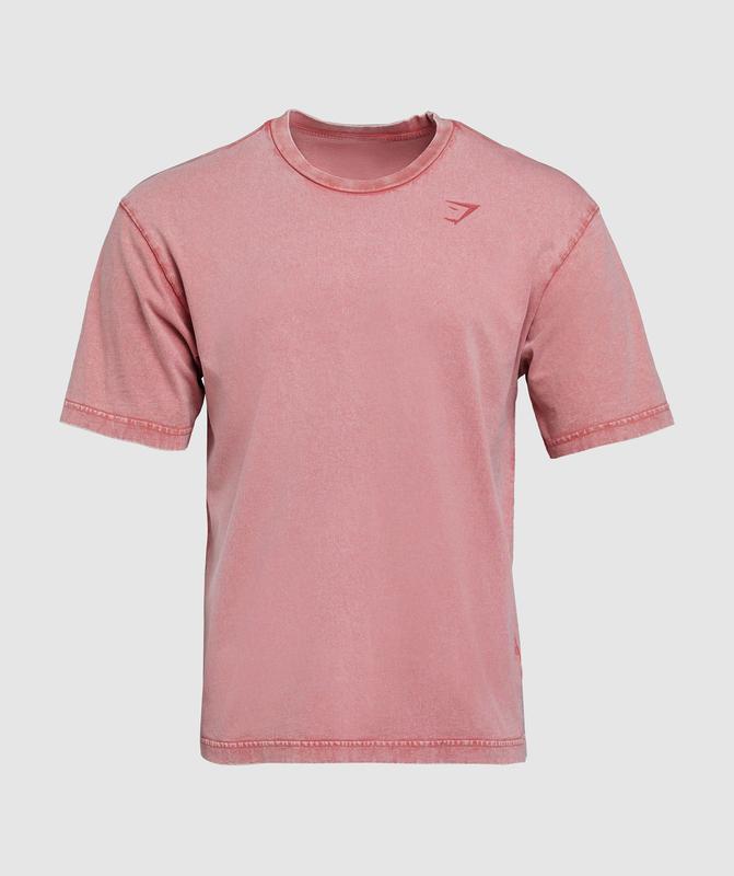 Gymshark Power Washed T-Shirt T-Shirts Rood | 95GBUDWKA