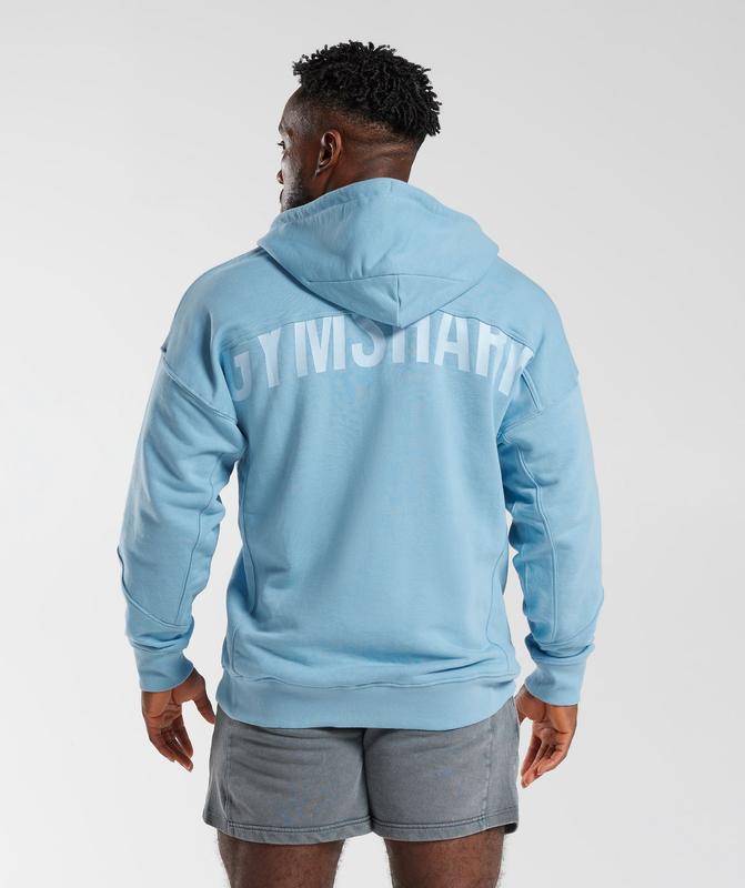 Gymshark Power Zip Hoodie Hoodies Blauw | 26DEWTAMJ