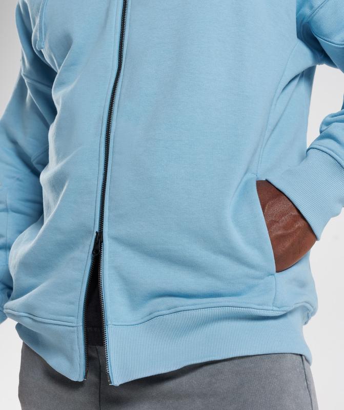 Gymshark Power Zip Hoodie Hoodies Blauw | 26DEWTAMJ