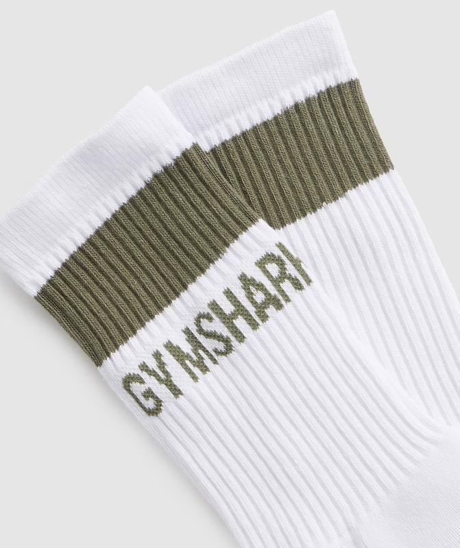 Gymshark Premium Crew Socks 1pk Sokken Olijfgroen | 18PJIWCQH