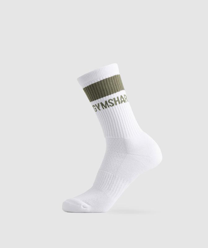 Gymshark Premium Crew Socks 1pk Sokken Olijfgroen | 18PJIWCQH