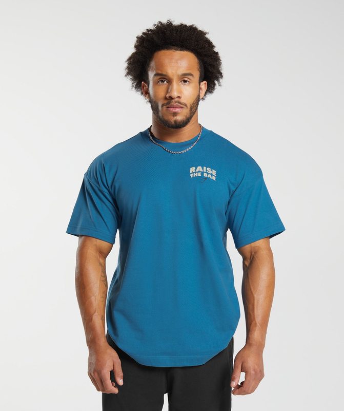 Gymshark Raise the Bar T-Shirt T-Shirts Blauw | 26YLBZVAG