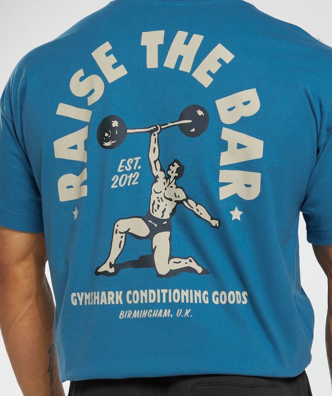 Gymshark Raise the Bar T-Shirt T-Shirts Blauw | 26YLBZVAG