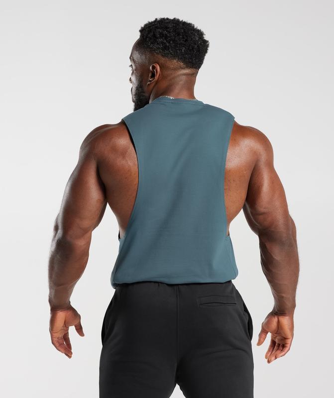 Gymshark React Drop Arm Tank Drop Armhole Tank Denim Teal | 18JLZPWKG