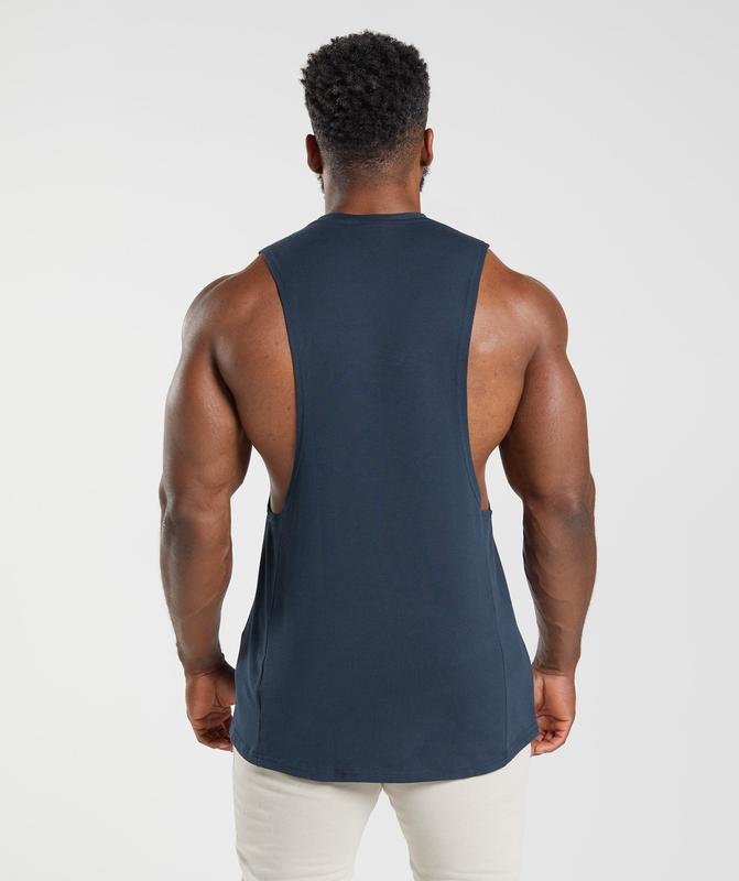 Gymshark React Drop Arm Tank Tanktop Donkerblauw | 52VAMTEBY