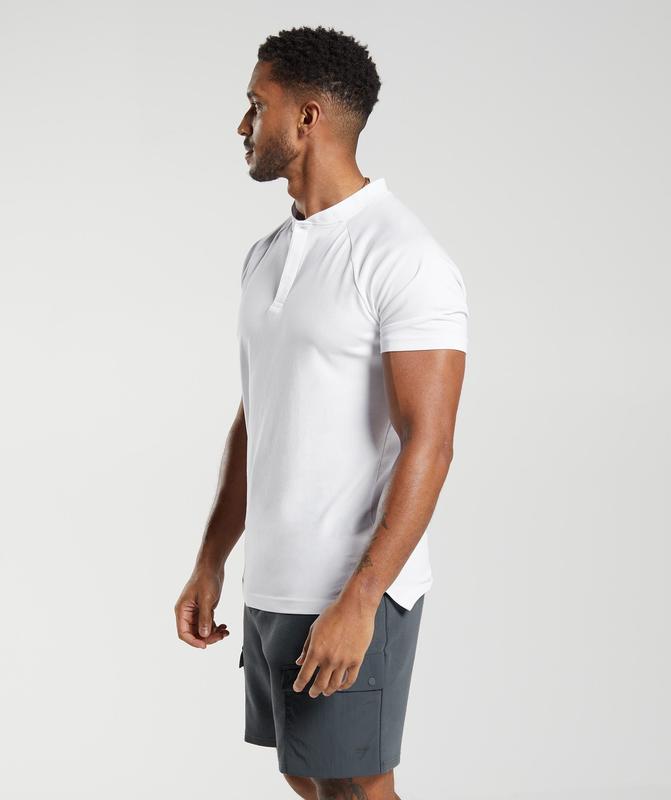 Gymshark Rest Day Commute Polo Shirt T-Shirts Wit | 12NMEIJGY