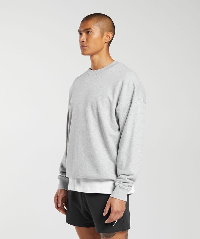 Gymshark Rest Day Essential Crew Pullovers Lichtgrijs | 78HJCEQDM