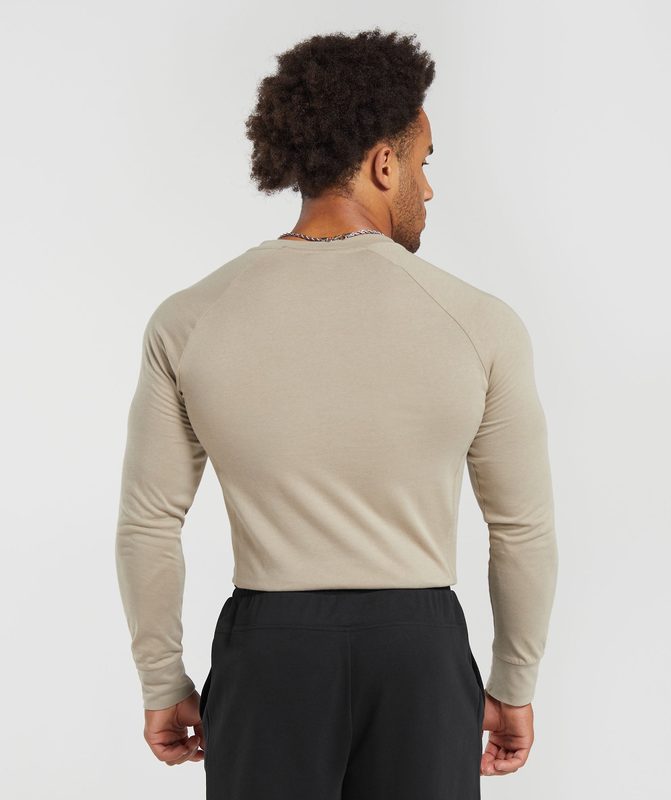 Gymshark Rest Day Essentials Henley Long Sleeve Top Bruin | 02ZOYPGHC