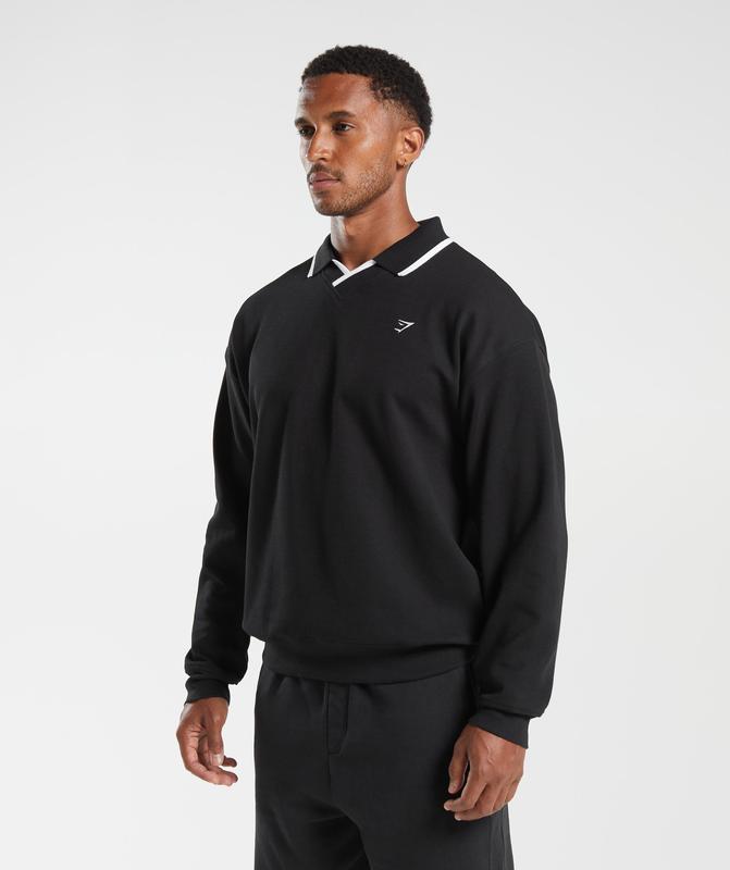 Gymshark Rest Day Street Polo Pullover Pullovers Zwart | 58ENDTIVF