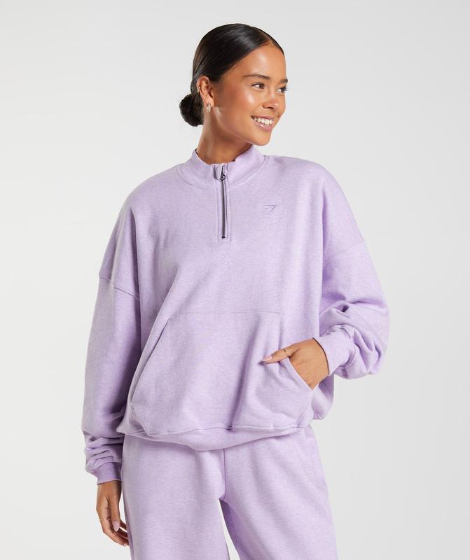 Gymshark Rest Day Sweats 1/2 Zip Pullover Pullovers Aura Lilac Marl | 80BRDCYNO