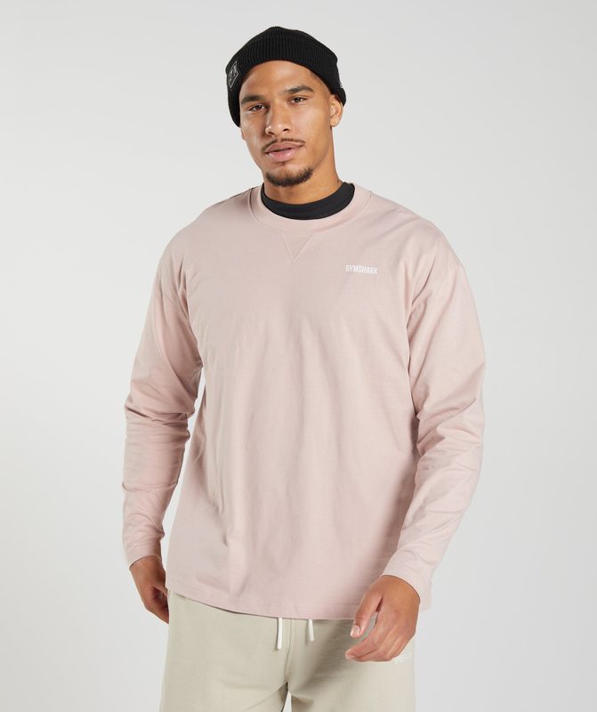 Gymshark Rest Day Sweats Long Sleeve T-Shirt Long Sleeve Top Dusty Taupe | 87EWTGBQN