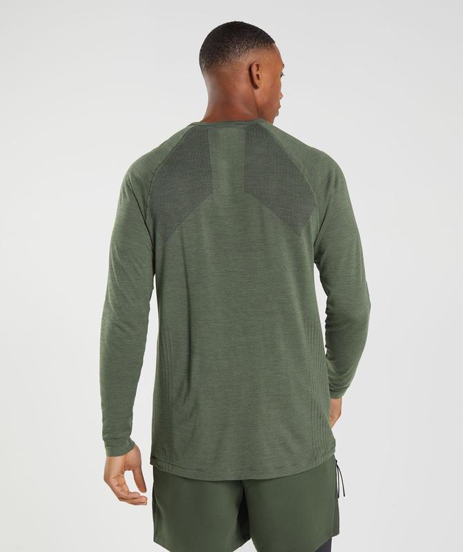 Gymshark Retake Seamless Long Sleeve T-Shirt Long Sleeve Top Olijfgroen | 98ELPTROY