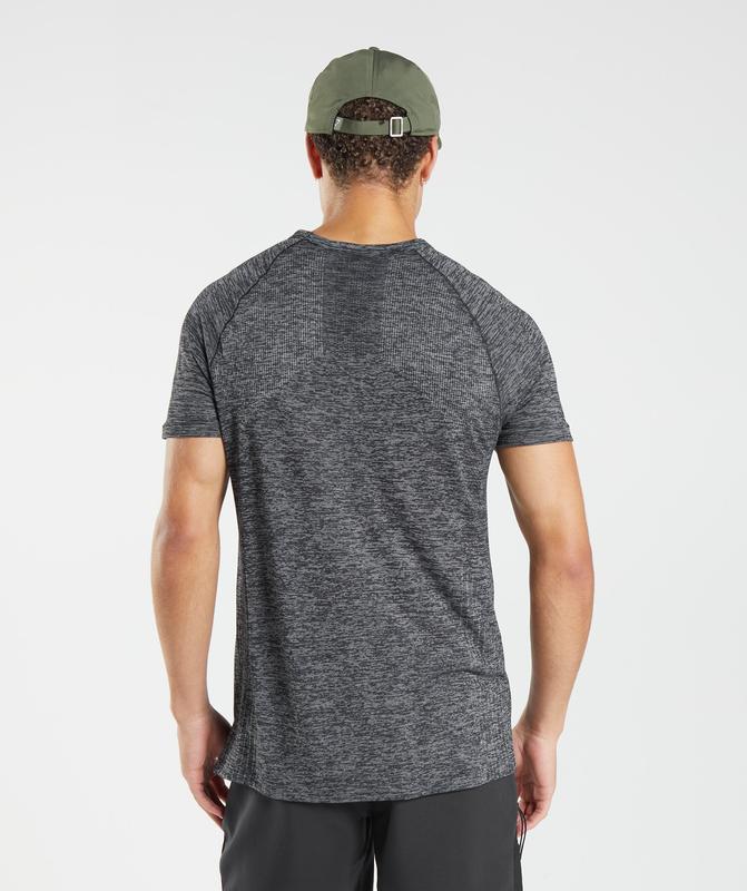 Gymshark Retake Seamless T-Shirt T-Shirts Black/White Marl | 02CRUBFOJ