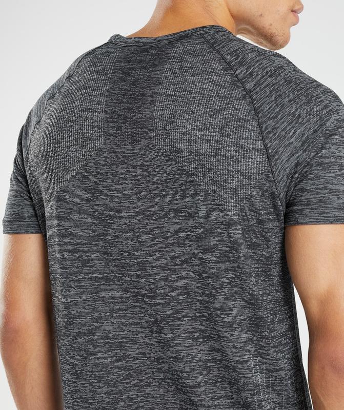 Gymshark Retake Seamless T-Shirt T-Shirts Black/White Marl | 02CRUBFOJ