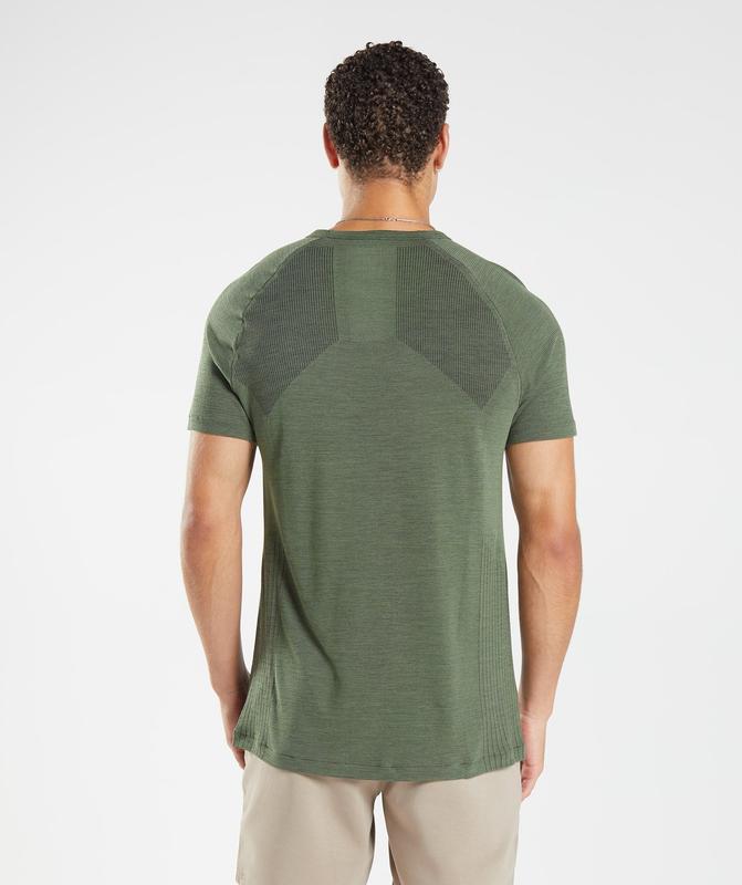 Gymshark Retake Seamless T-Shirt T-Shirts Core Olive/Black Marl | 67UNSEPFA