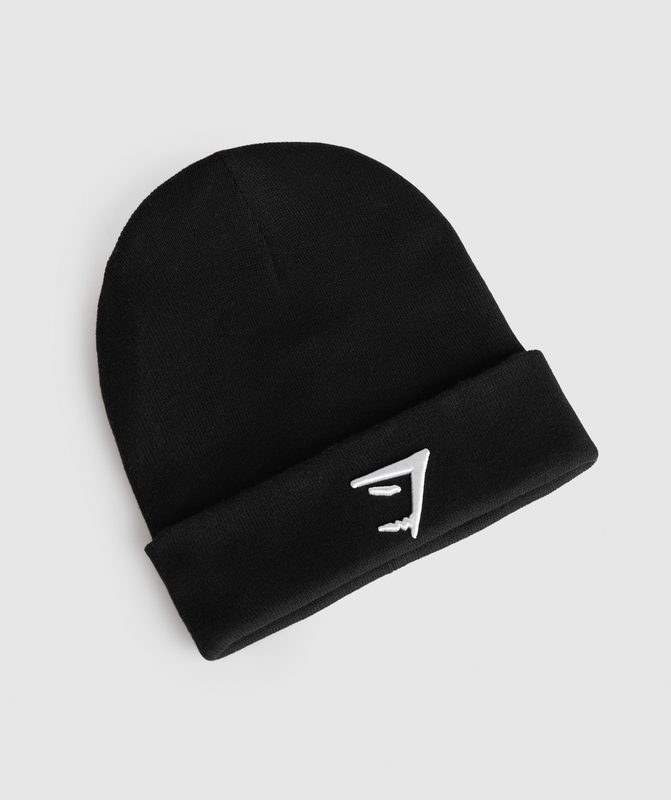 Gymshark Reverse Jacquard Beanie Beanies Black/White | 07ITDHFWY