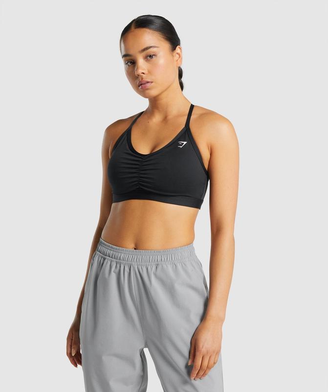 Gymshark Ruched Sports Bra Sports Bras Zwart | 29FGLYAWU