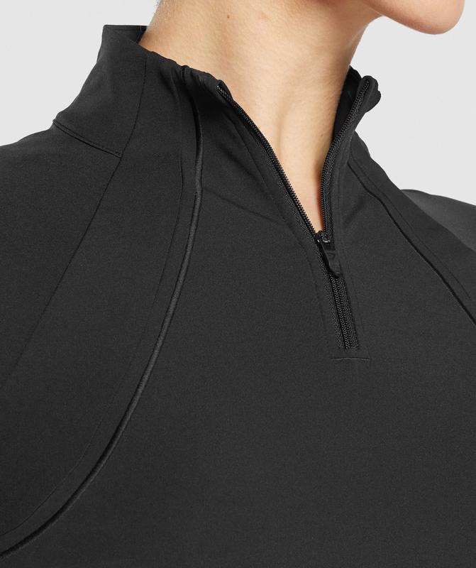 Gymshark Running 1/4 Zip Pullovers Zwart | 56TCZDIJN