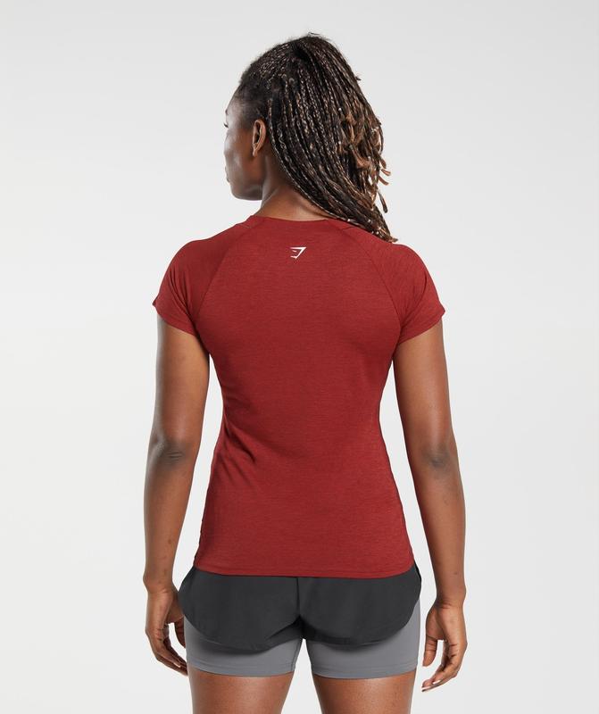 Gymshark Running T-Shirt T-Shirts Rood | 52RCDTNYX