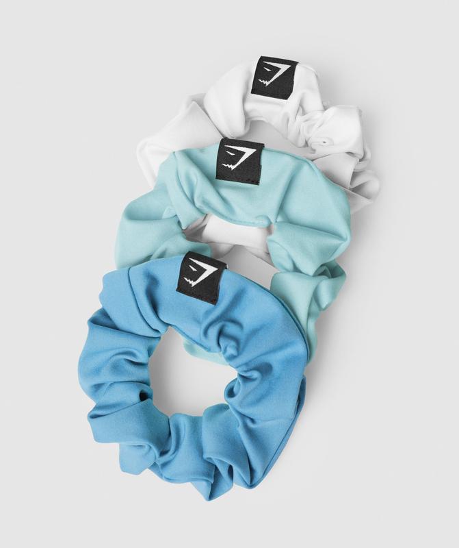 Gymshark Scrunchies 3pk Hoofddeksels Pearl Blue/Coastal Blue/White | 13EQXHPSC