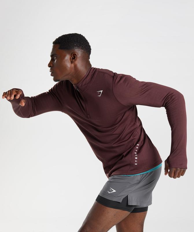 Gymshark Sport 1/4 Zip Pullovers Bordeaux | 45RSUJQMC