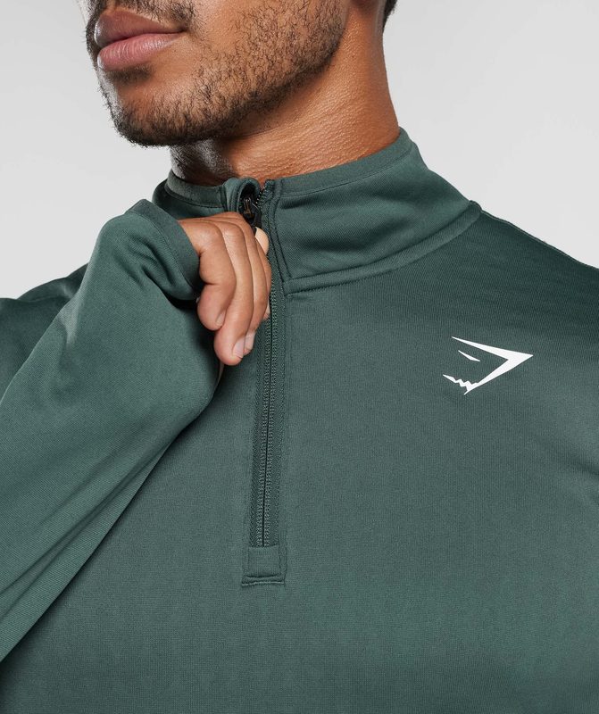 Gymshark Sport 1/4 Zip Pullovers Groen | 82PKZIDTW