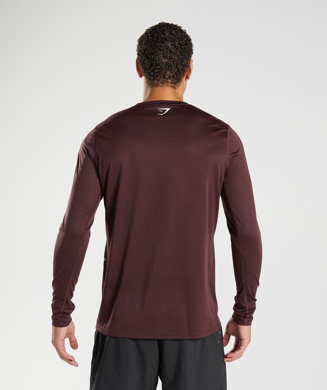 Gymshark Sport Long Sleeve T-Shirt Long Sleeve Top Baked Maroon/Black Marl | 82XHBPZYJ