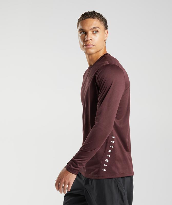 Gymshark Sport Long Sleeve T-Shirt Long Sleeve Top Baked Maroon/Black Marl | 82XHBPZYJ