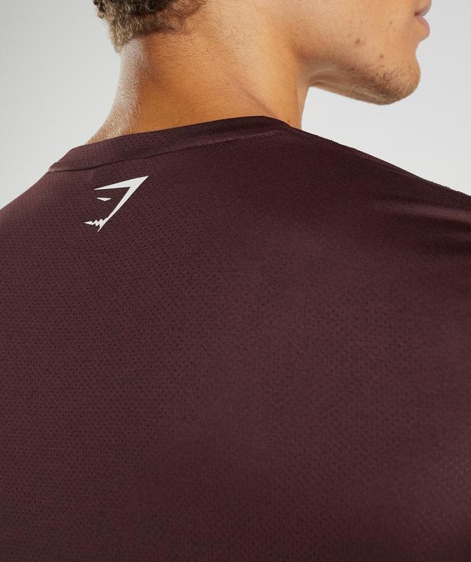 Gymshark Sport Long Sleeve T-Shirt Long Sleeve Top Baked Maroon/Black Marl | 82XHBPZYJ