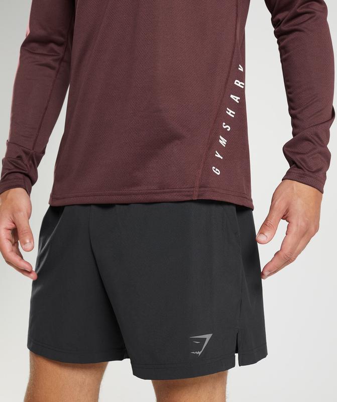 Gymshark Sport Long Sleeve T-Shirt Long Sleeve Top Baked Maroon/Black Marl | 82XHBPZYJ