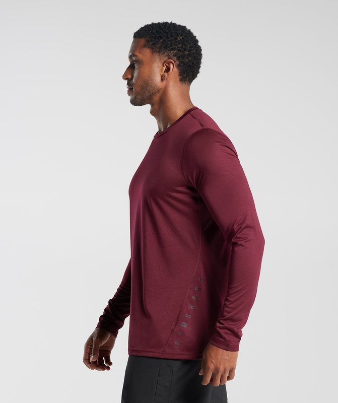 Gymshark Sport Long Sleeve T-Shirt Long Sleeve Top Plum Pink/Black Marl | 38ASPIZQH