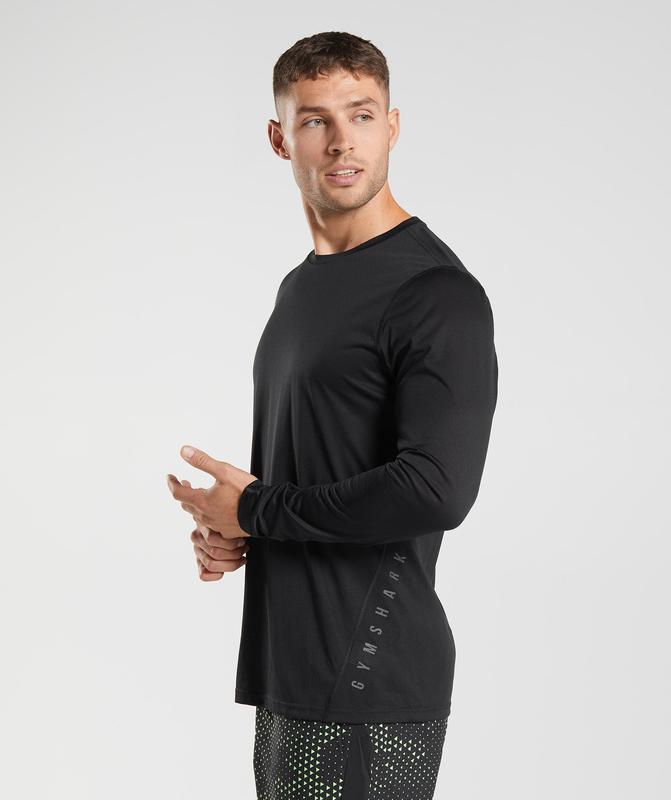 Gymshark Sport Long Sleeve T-Shirt Long Sleeve Top Black/Black Marl | 10BUHPIVF