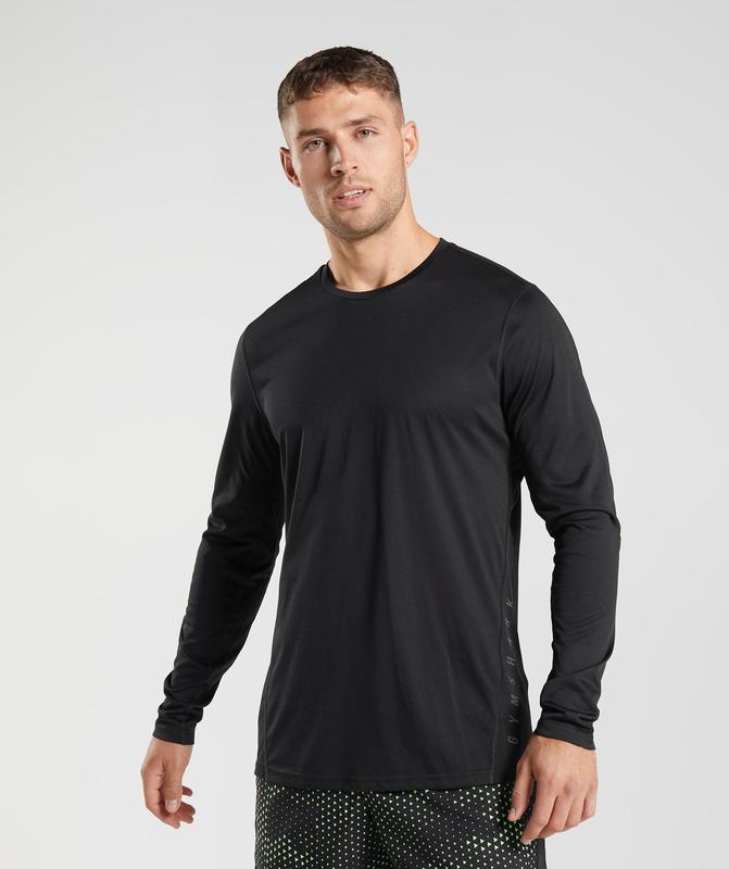 Gymshark Sport Long Sleeve T-Shirt Long Sleeve Top Black/Black Marl | 10BUHPIVF