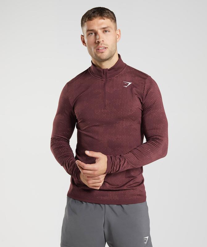 Gymshark Sport Seamless 1/4 Zip Pullovers Rood | 89HQCDPTY