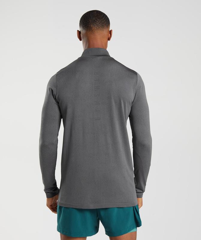 Gymshark Sport Seamless 1/4 Zip Pullovers Silhouette Grey/Black | 52XKMLTVG